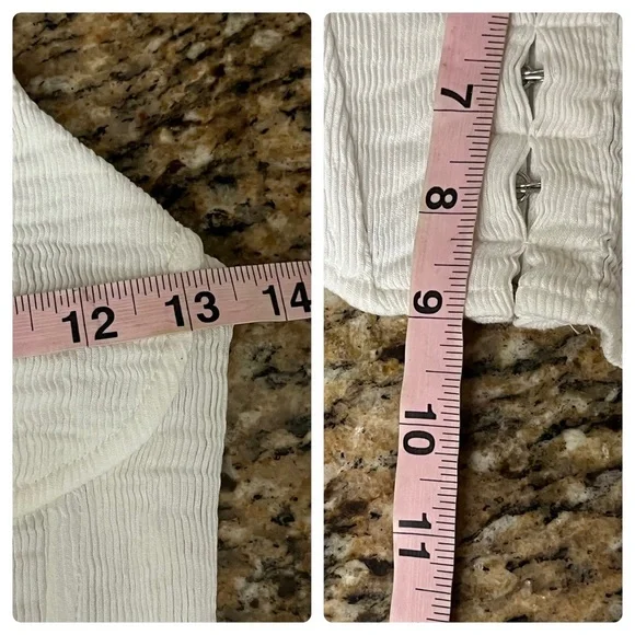 HESPERUS ivory Ribbed Corset Strappy Crop Top Party Night Out Beach Summer M - Picture 3 of 7